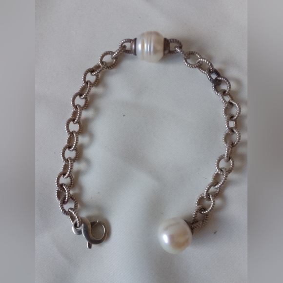 Vintage 925 Silver bracelet with real big pearl - Picture 6 of 7